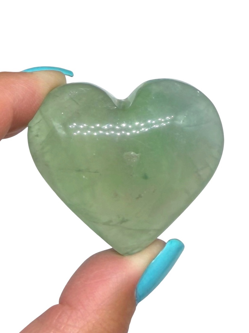 Green Fluorite Heart Natural Stone Crystal Puffy Heart Carved Carving Gift Decor